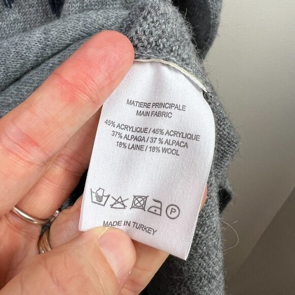 Vanessa Bruno Athe Fringe Sweater Dress Size Small Gray Alpaca Wool Fair Isle - Picture 7 of 7